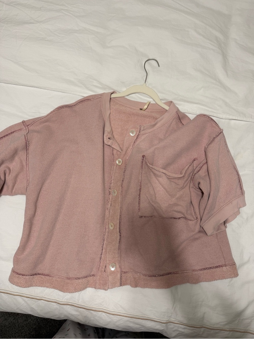 Free People Soft Pink Cropped Knit Top